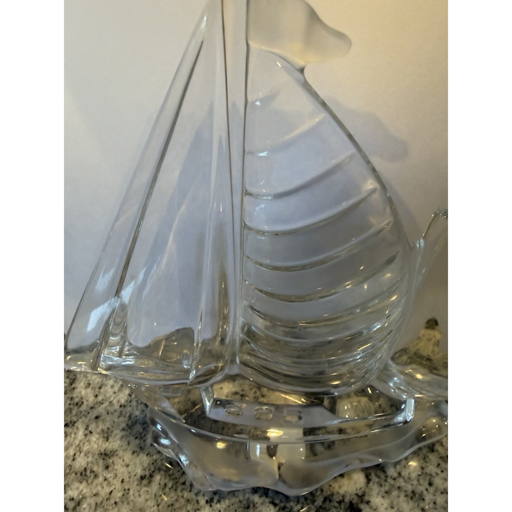 Bleikristall 24 Percent Lead Crystal VTG Sailboat From Germany Clear Glass